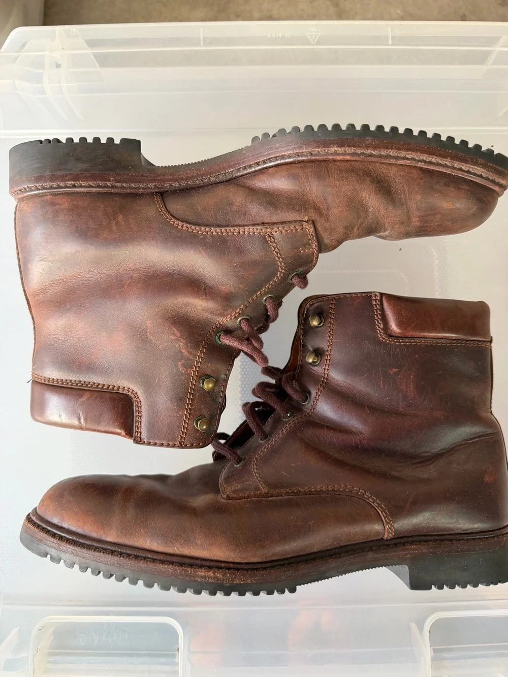 Cole Haan Men's Brown Leather Lace-Up Work Boots